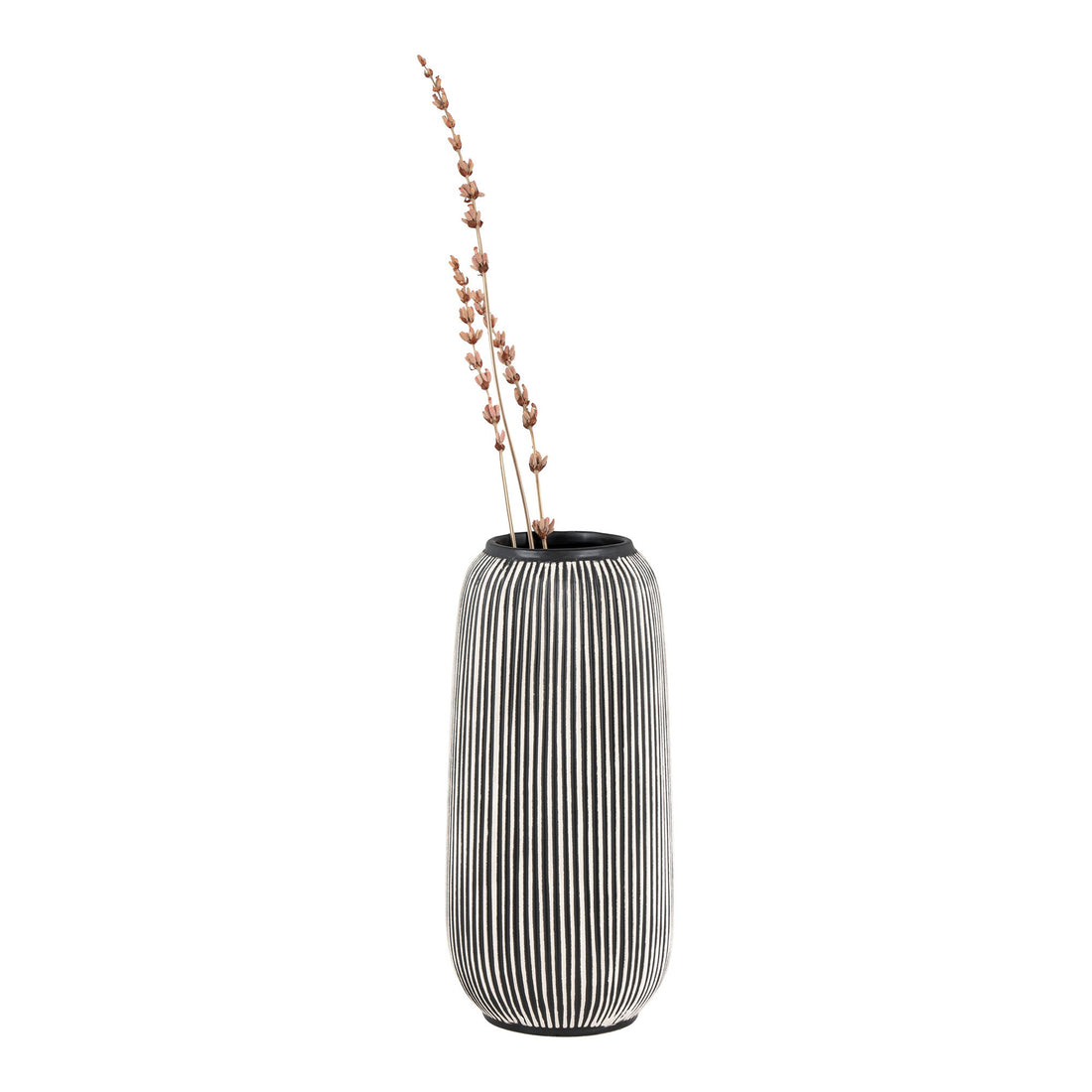 Vase - Vase, ceramic, black/white, ø9,5x20 cm