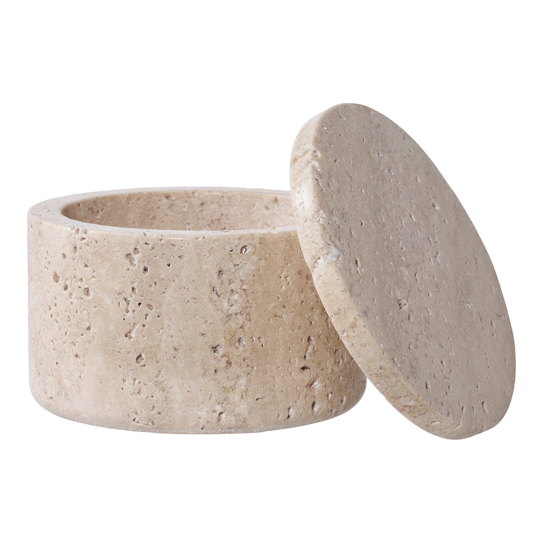 Storage Jar - Storage jar, travertine, natural ø10x6,5 cm