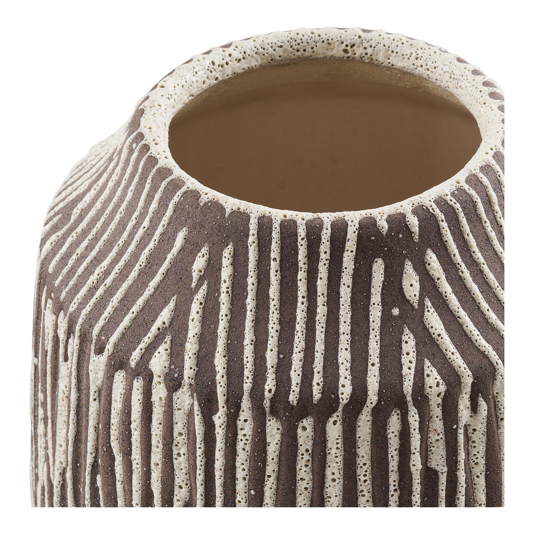 Vase - Vase, ceramic, brown/white, ø18x28,5cm