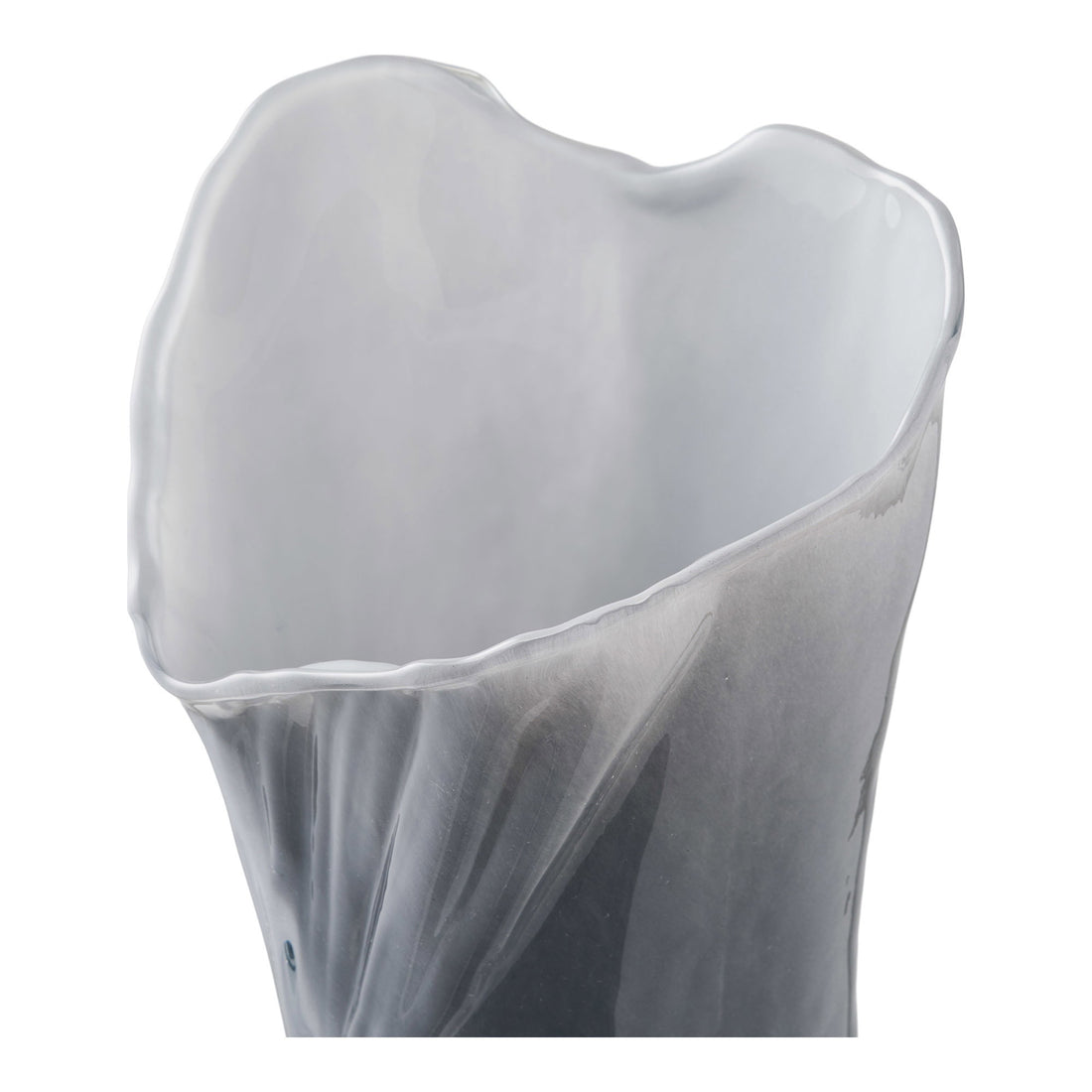 Vase - Vase, mouth blown glass, grey/white, 13x12,5x24 cm