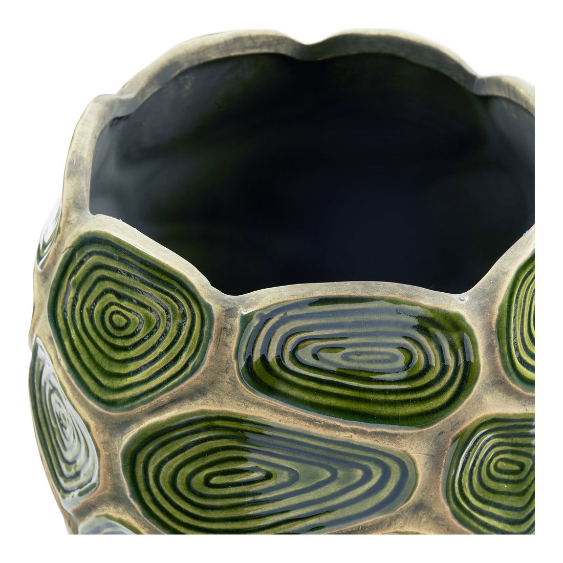 Flowerpot - Flowerpot, ceramic, dark forest green/brown, ø18x16 cm