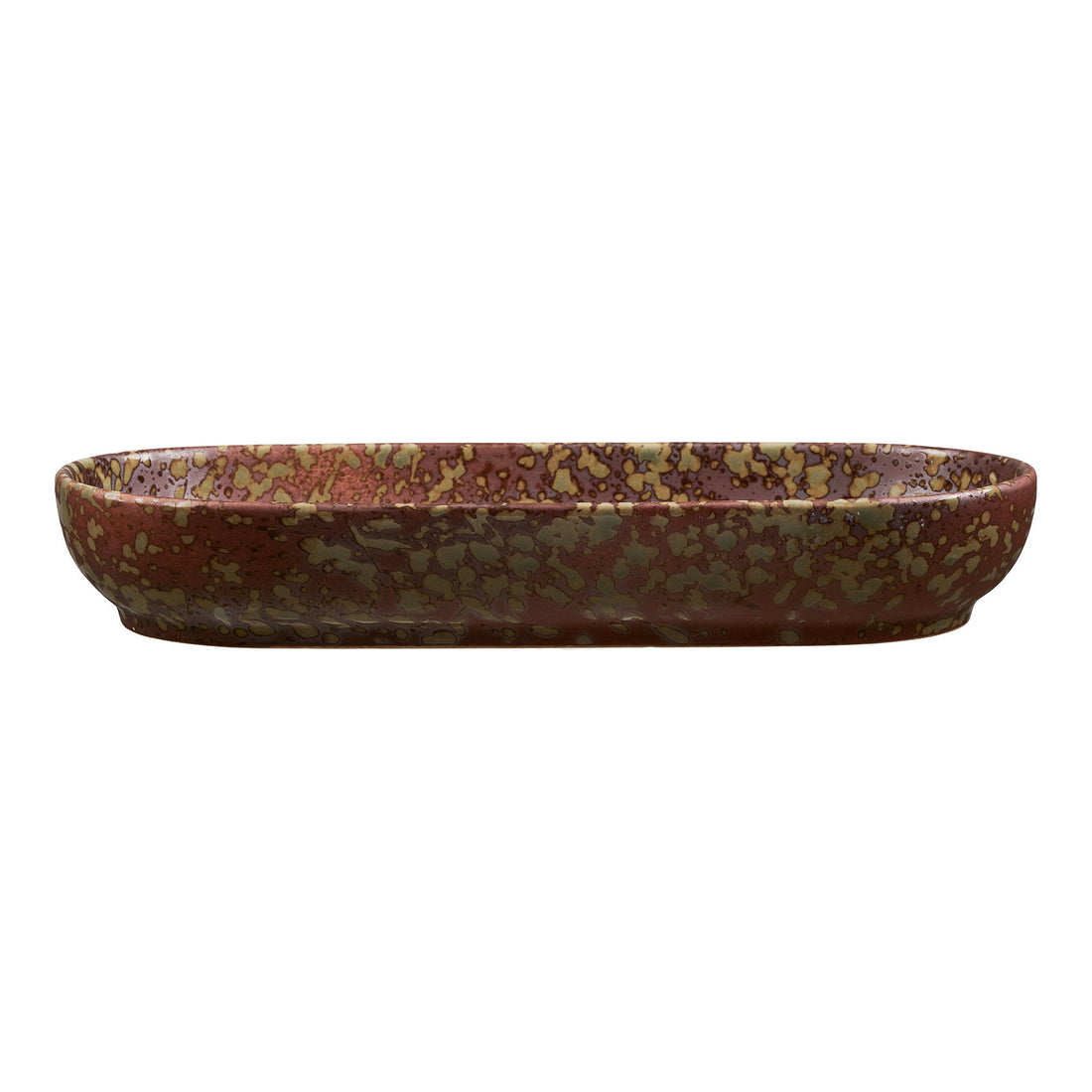 Tray - Tray, ceramic, dark brown/forest night green, 11x23,5x3,5 cm