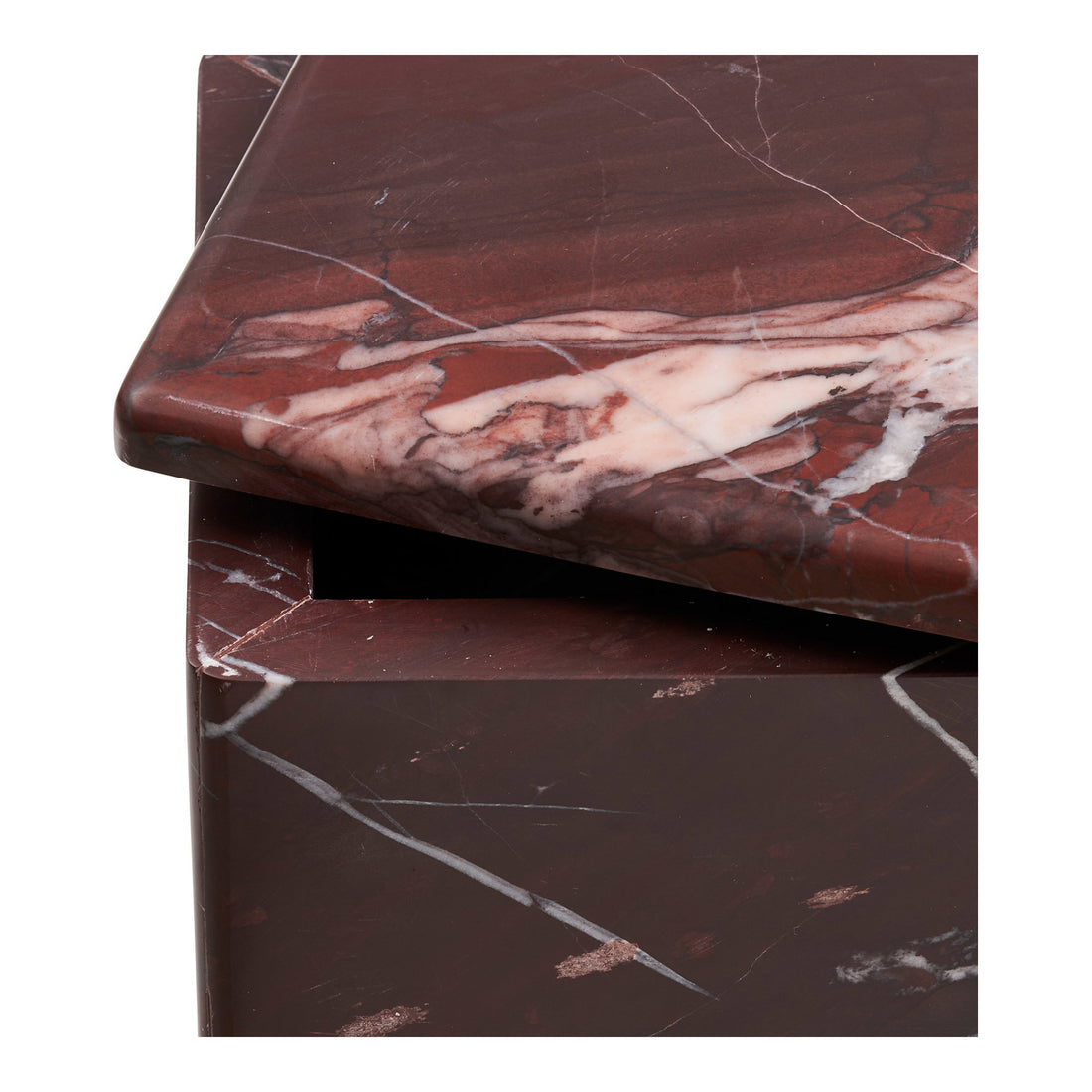 Jar - Jar, marble, chestnut red, 12x12x8 cm