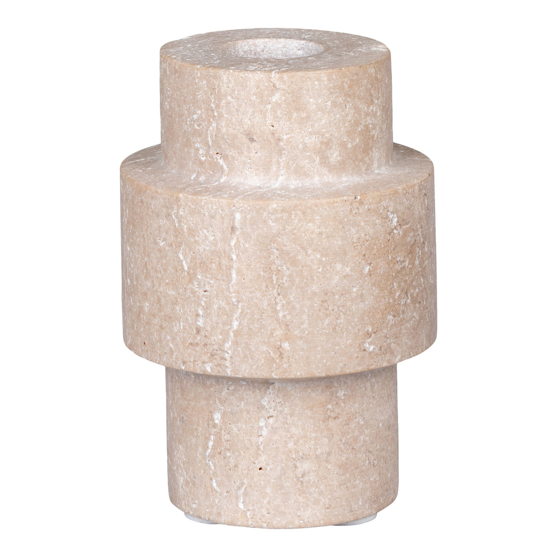 Candle Holder - Candle holder, travertine, natural ø7x10 cm