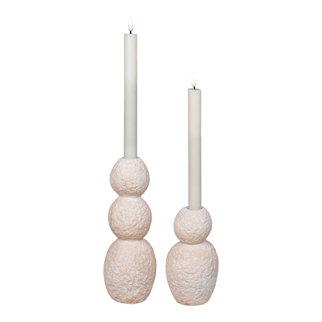 Candle Holder - Candle Holder, cement, natural set of 2