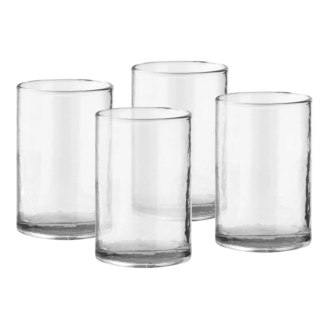 Nalanda Hammared Tumbler - Hammared tumbler, clear, set of 4 ø7x10 cm