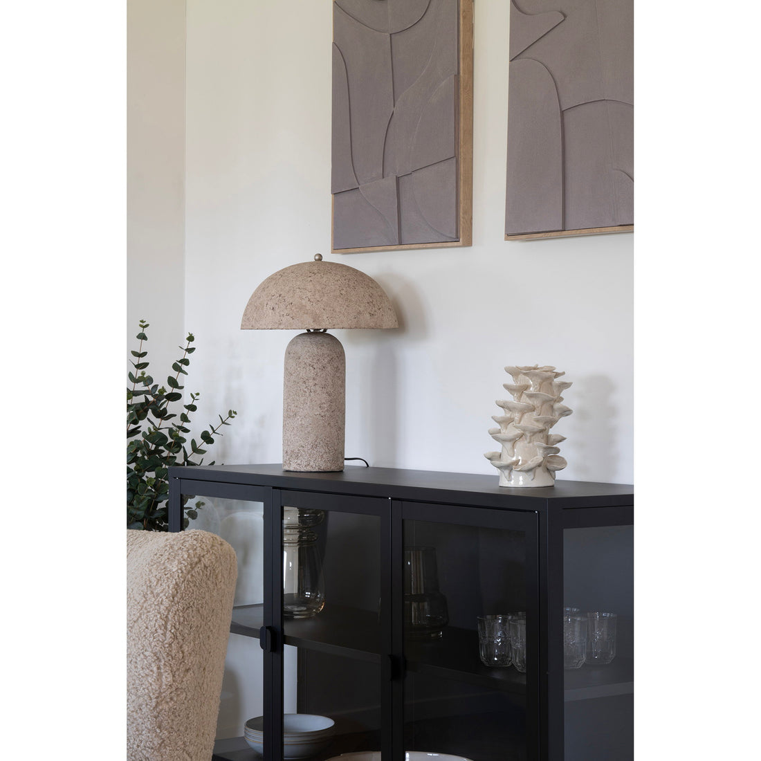 Astley Table Lamp - Table lamp, papier-mâché, stone grey