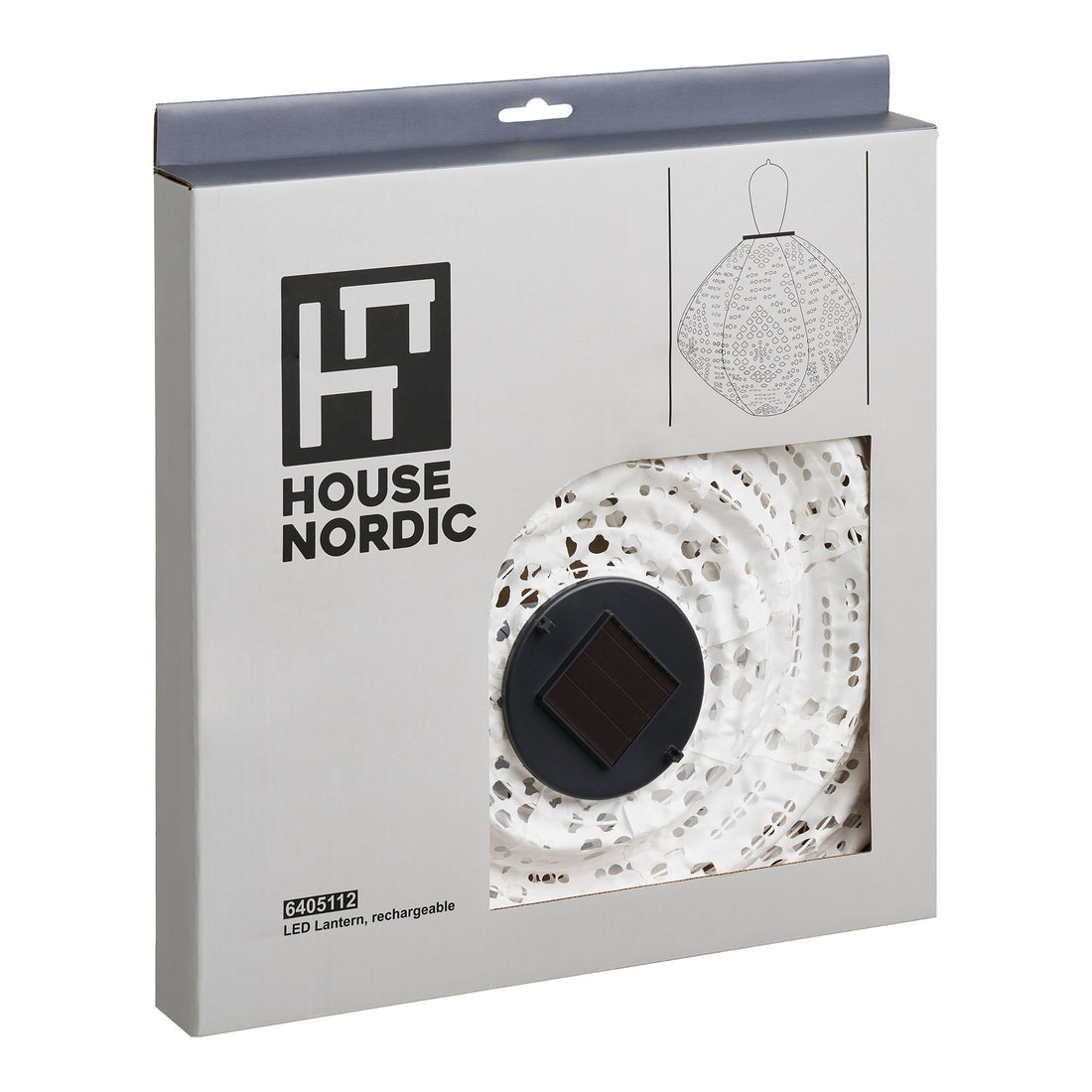 Harwood LED Lantern - Lantern, rechargeable with integrated solar panel, white