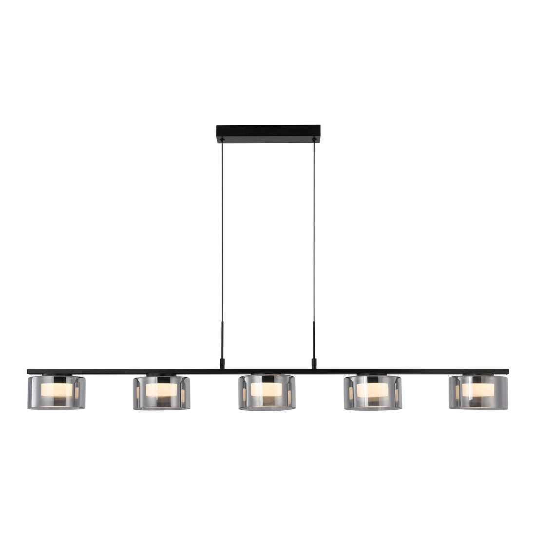 Cholet Pendant - Pendant with 5 LED, steel/glass, black/clear