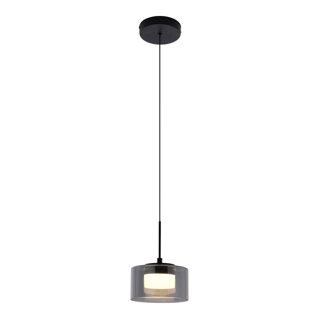 Cholet Pendant - Pendant LED, steel/glass, black/clear