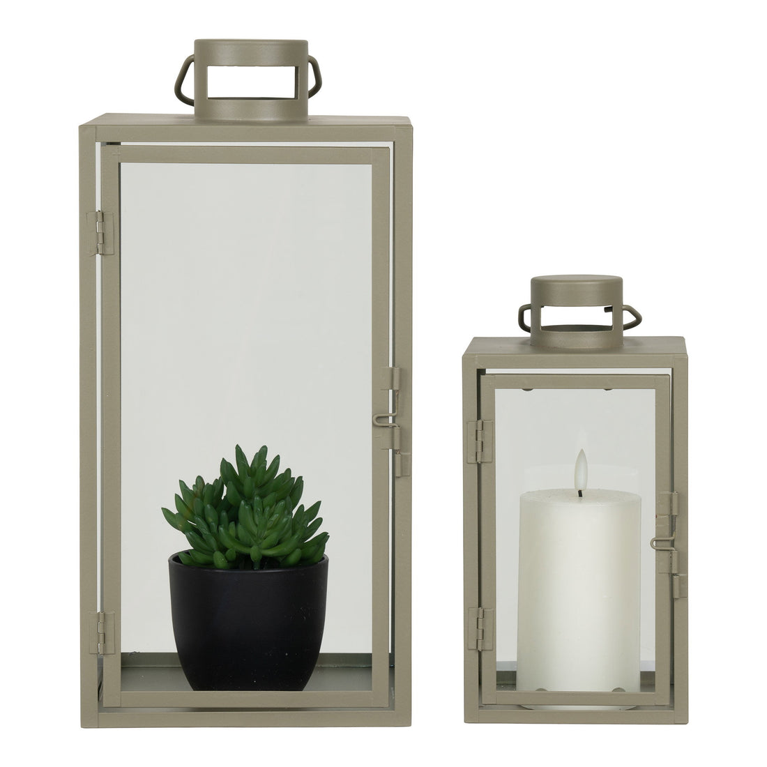 Corfu Lanterns - Lanterns, metal/glass, green, set of 2
