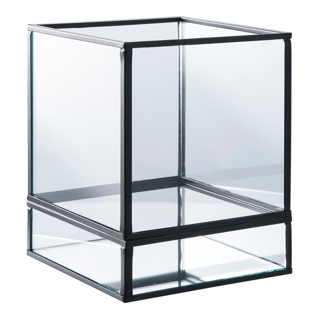 Hurricane Candle Holder - Candle Holder, metal/glass, black 12x15 cm.