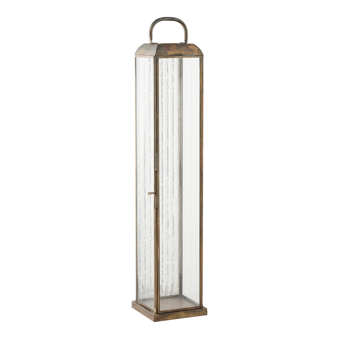 Herslev Lantern - Lantern, glass/metal, antique brass look 12x12x60 cm