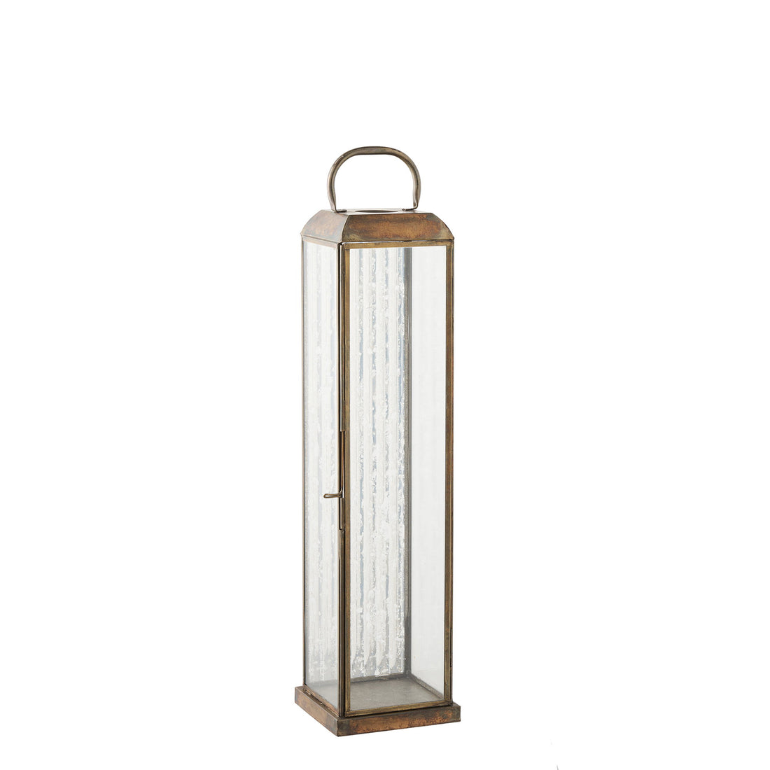 Herslev Lantern - Lantern, glass/metal, antique brass look 12x12x49 cm