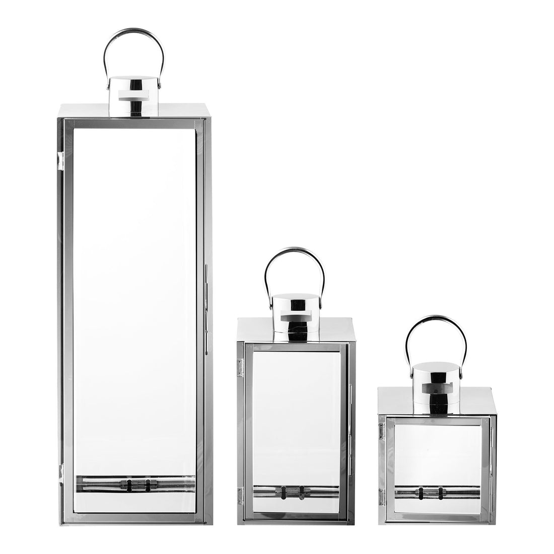 Pota Lanterns - Lanterns, glass/metal, silver-look set of 3