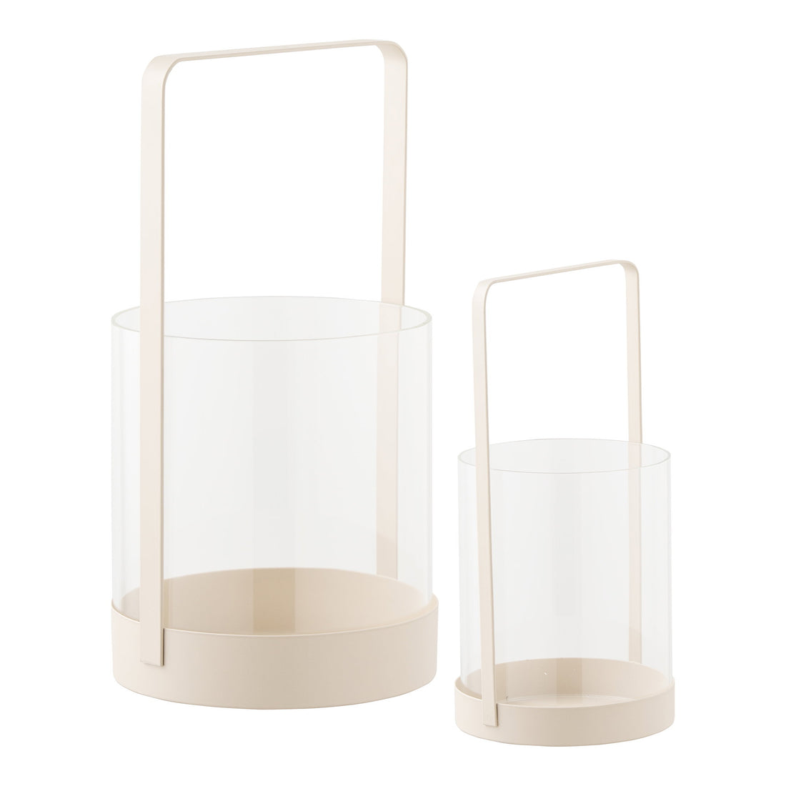 Hurricane Candle Holder - Hurricane candle holder, glass/metal, beige, set of 2
