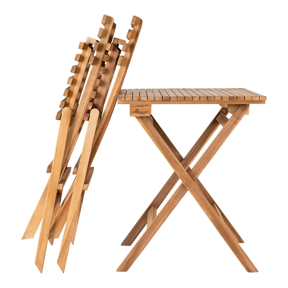 Cuenca Café Set - Café set, 2 chairs and 1 table , teak, natural