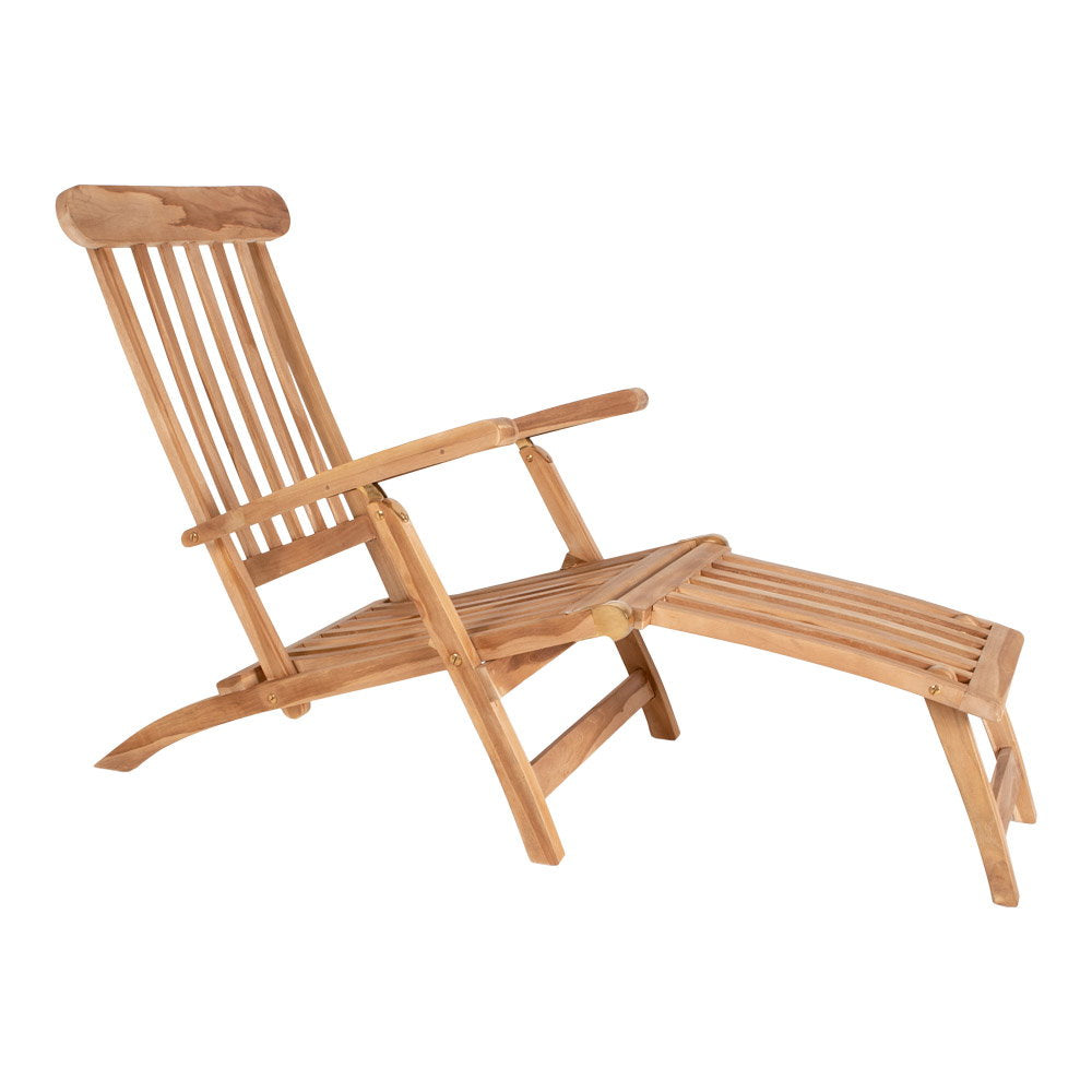 Arrecife Deck Chair with Cushion - Deck Chair with cusion, teak/cotton, natural/white