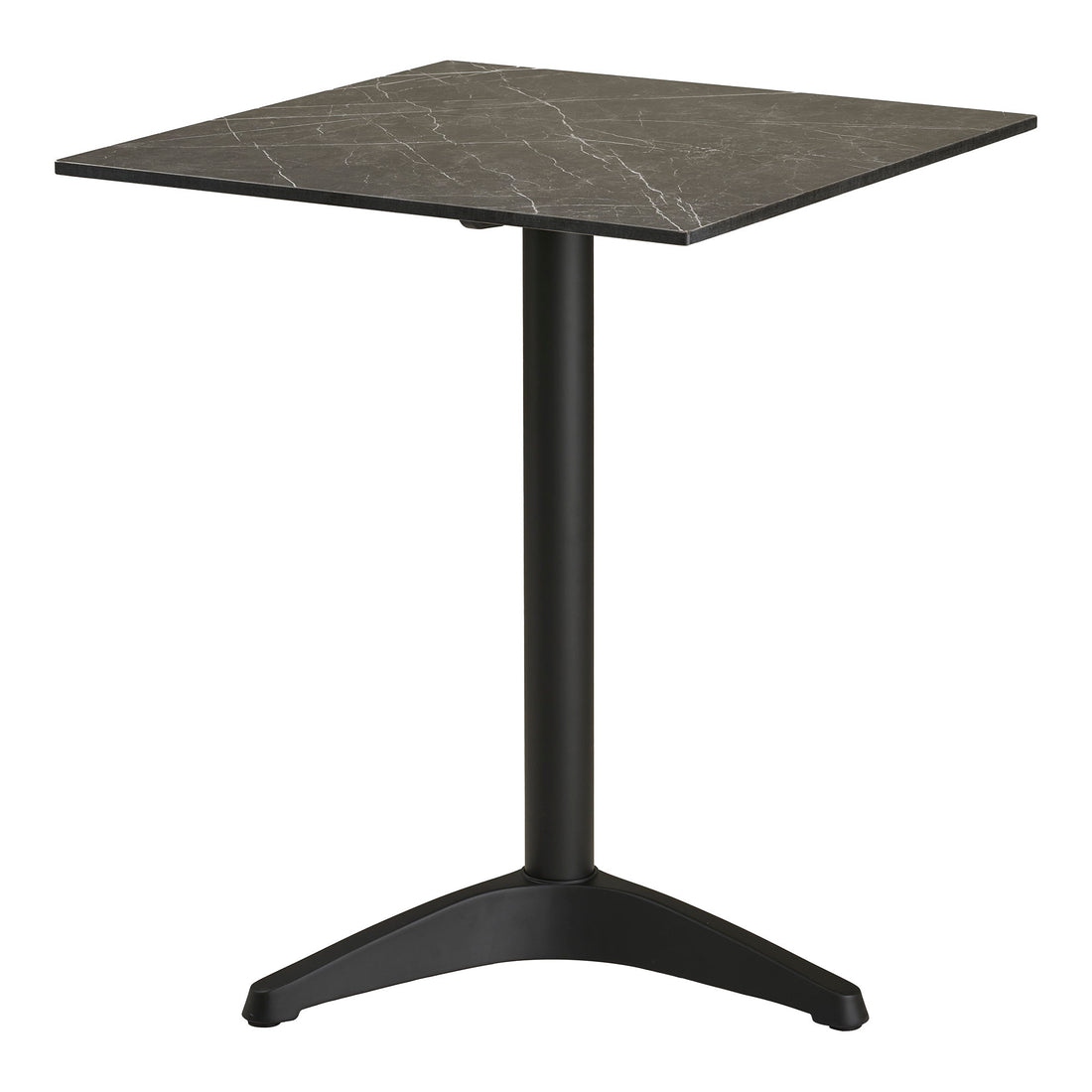 Bistro Table - Bistro table, marble look, dark grey, black legs, aluminium 60x60x73 cm