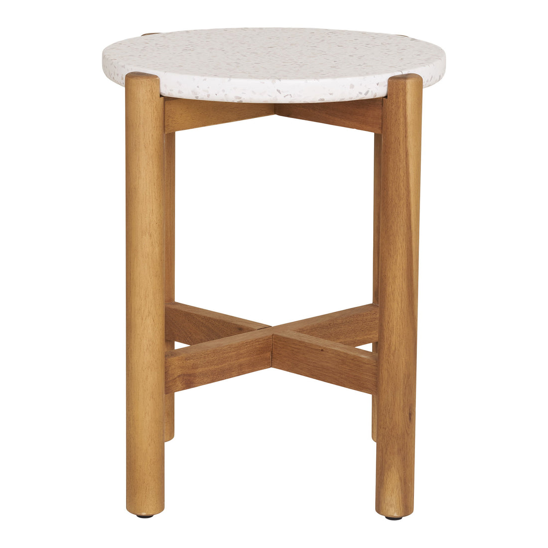Terracina Side Table - Side table, acacia/terrazzo, white/natural ø37x48 cm