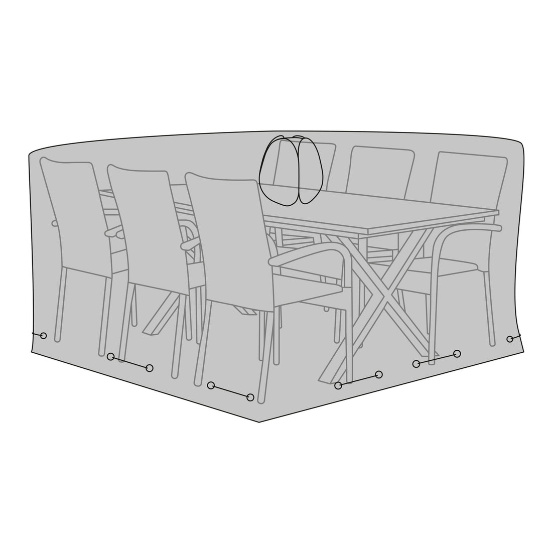 Luxury Cover  - Luxury cover for table with 6 chairs, 210g/m2 600D polyester PU coated, water repellant, black