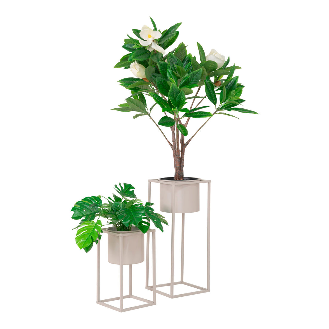 Marla Flowerpots - Flowerpots, steel, beige grey set of 2