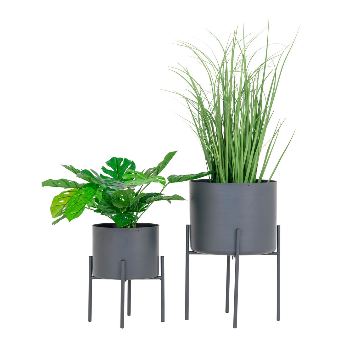 Pavia Flowerpots - Flowerpots, steel, grey set of 2