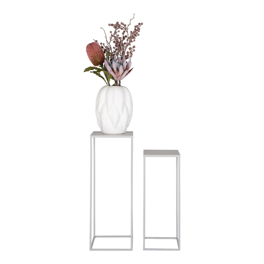 Beja Flower Stand - Flower Stand, steel, grey, set of 2