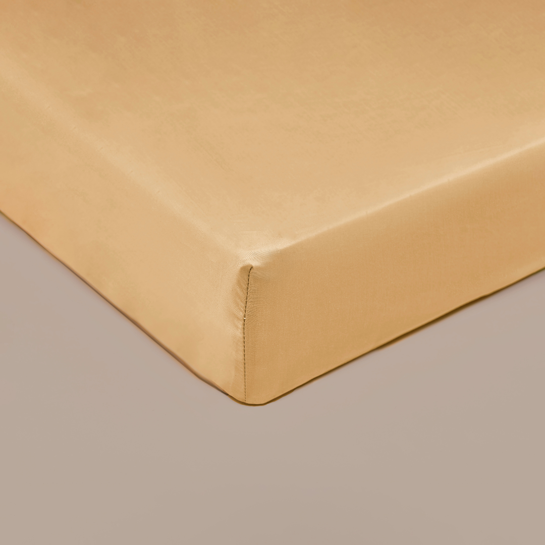 Coco & Cici - Bamboe Hoeslaken 180 x 210 cm - 2 Persoons Beddengoed - Okergeel - Elastiek Rondom - 100% Eco Bamboe