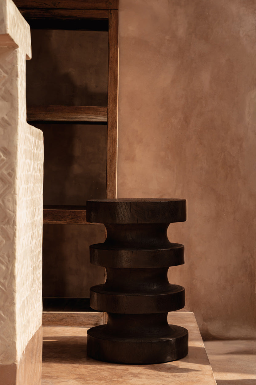 The Mocha Rings Side Table - Dark Walnut