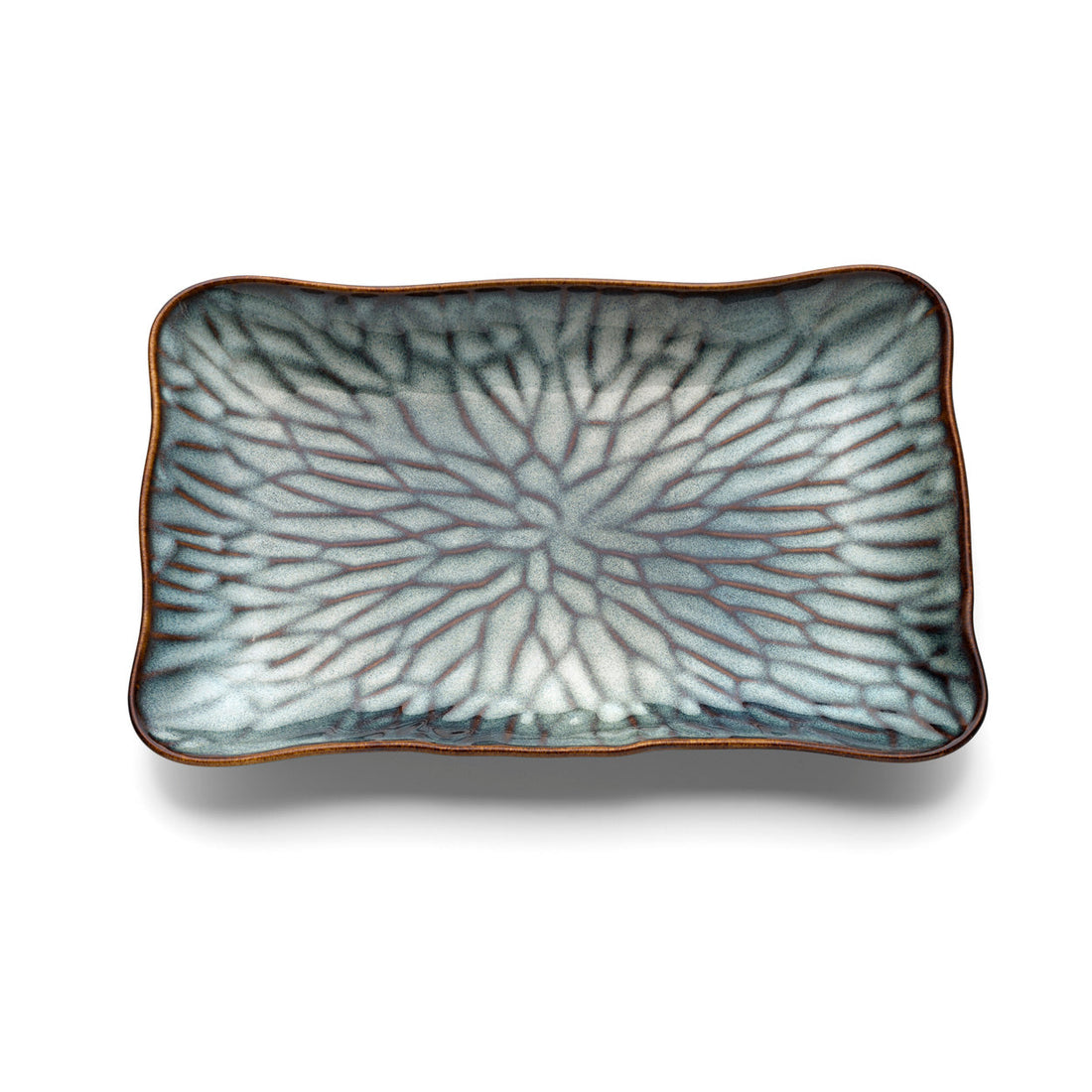 The Lotus Ice Rectangular Plate - Grey Brown - L