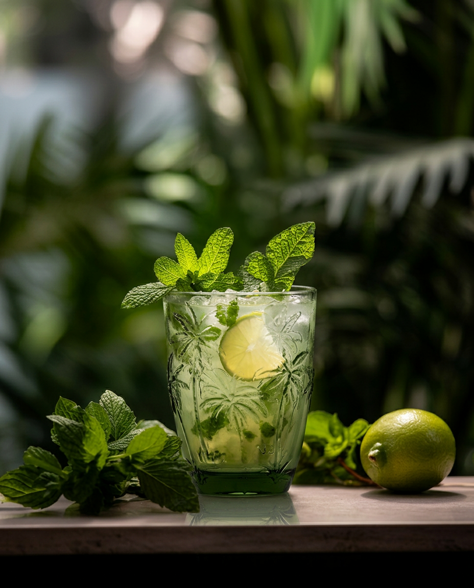 The Palm Breeze Water Glass - Green