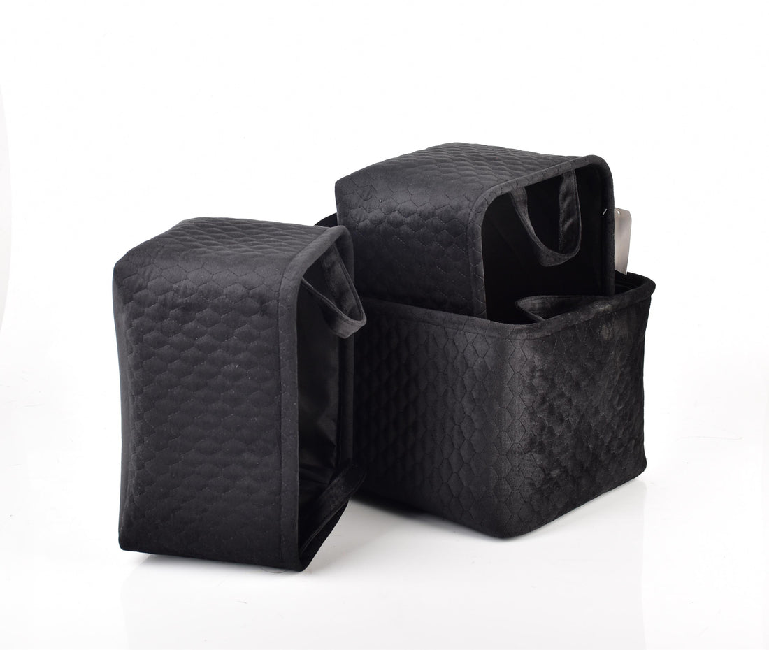 SARA BLACK KOMPLET 3 KOSZY 38x26x22/34x23x20/30x20x18 cm