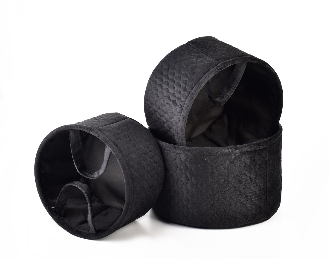 SARA BLACK KOMPLET 3 KOSZY 30x30x18/27x27x16/24x24x14 cm