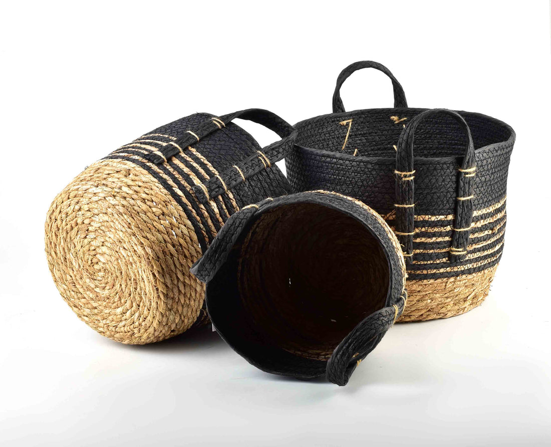 BALI Komplet 3 koszy trawa morska 33x33x26/28x28x23/23x23x20cm