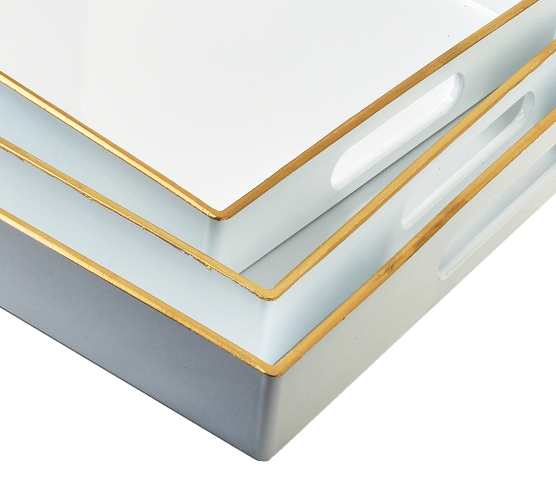 BLANCHE WHITE Komplet 3 Tac Dekoracyjnych 40x30x4cm/35x25x3,5cm/30x20x3,5cm