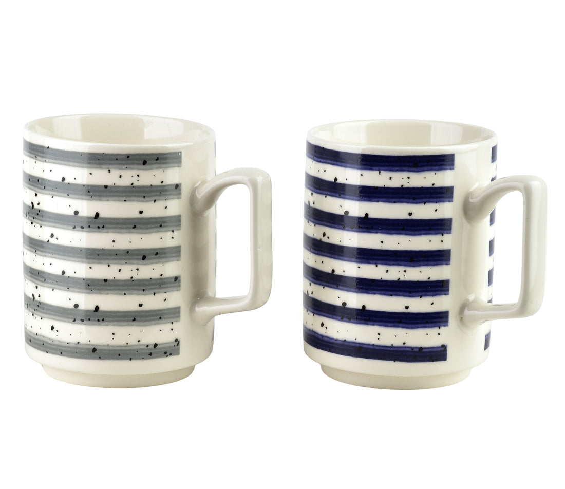 MOJRA Kubek 350ml 8x11x10cm szare paskiJOY GREY STRIPES