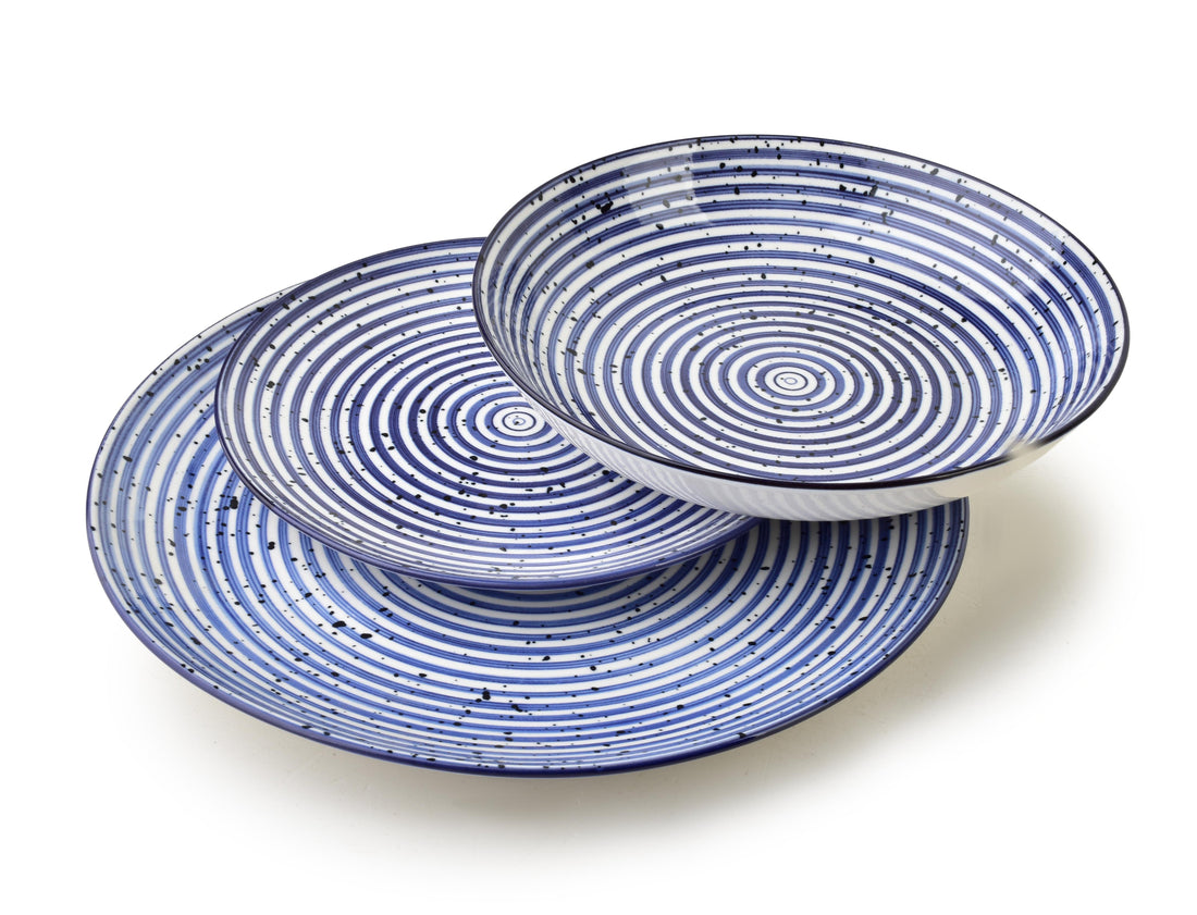 STRIPES BLUE Komplet obiadowy 18części27/19/20cm miska 550ml