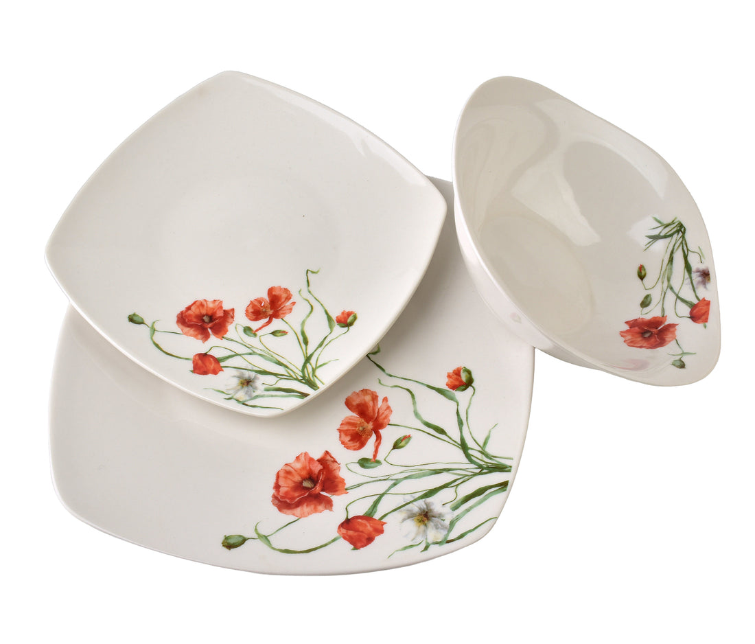 LEA POPPY Komplet obiadowy 18części16cm 500ml/18cm/24cm