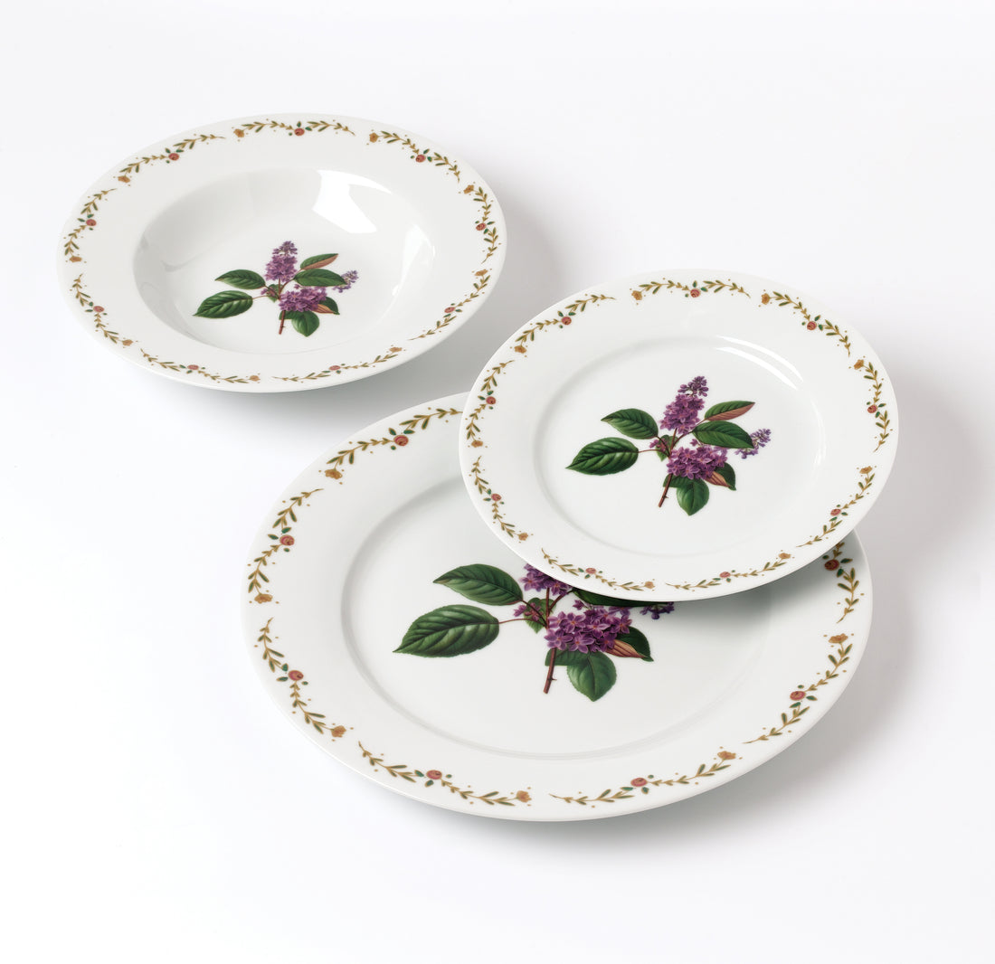 LEA LILAC Komplet obiadowy 18 elementów 21,8cm/19,2/27cm talerz zupa 220ml