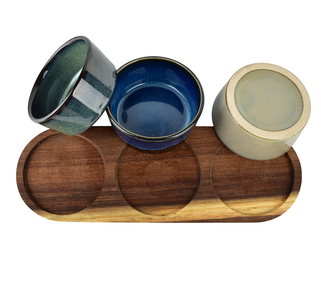 MODERN KITCHEN Deska z 3 miskami 8,5x8,5x4cm(28x9,5x1,2cm) 110ml