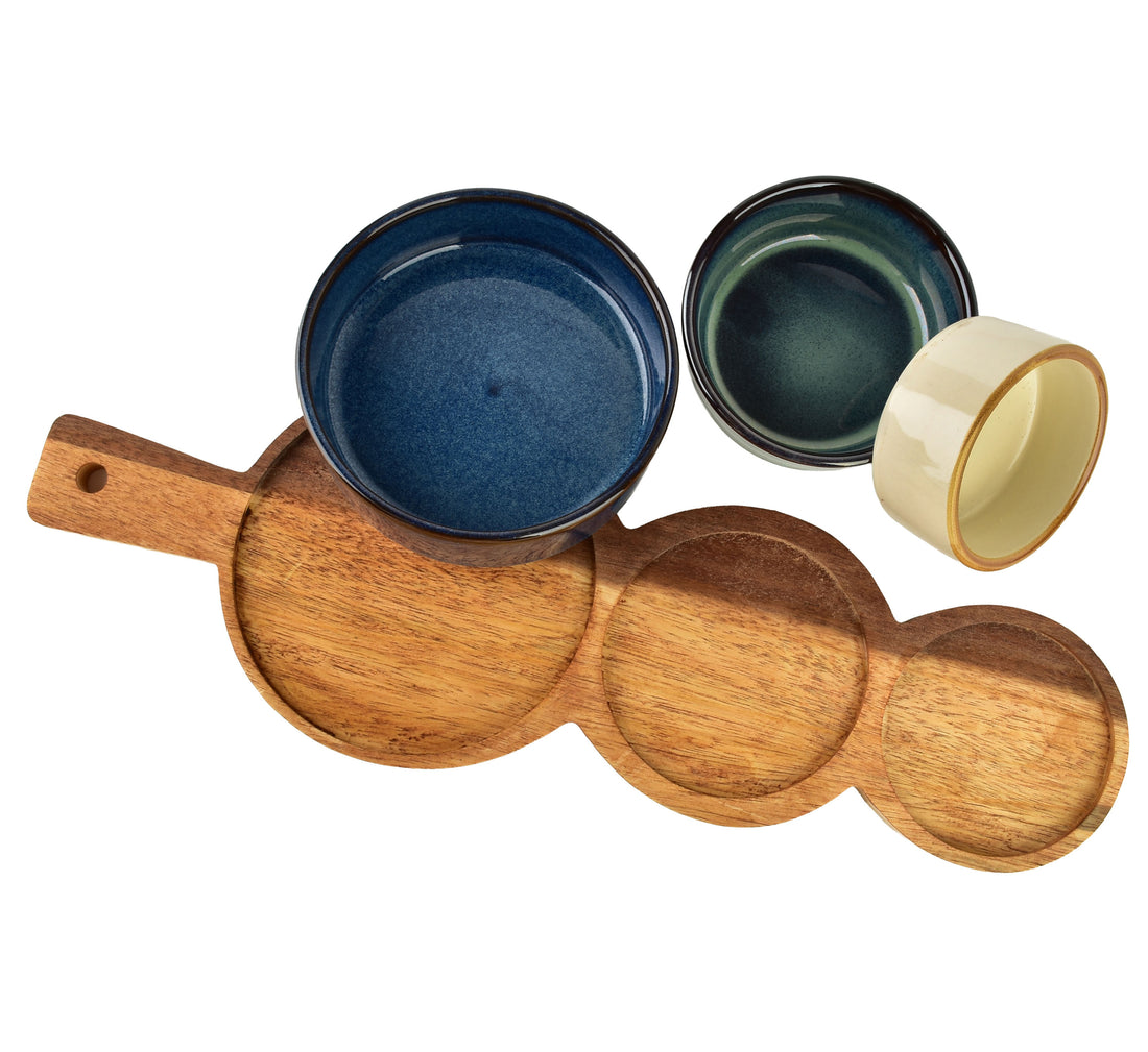 MODERN KITCHEN Deska z 3 miskami 11x3,5 8,5x47x3,3cm(35x12x1,2cm) 160ml/120ml/80ml