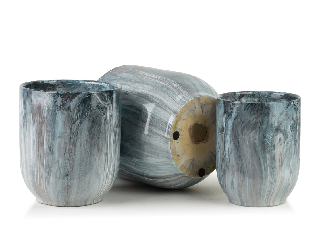 NEVA MARBLE Komplet 3 osłonek ceramicznych 28x28x29/23,5x23,5x26,5/19x19x24,5cm