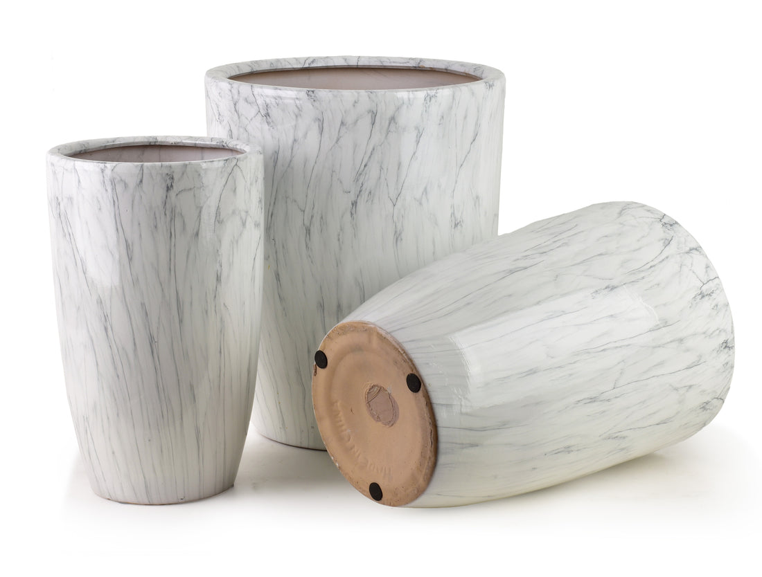 NEVA MARBLE Komplet 3 osłonek ceramicznych 37x37x45,5/30,5x30,5x42,5/24x24x40 cm