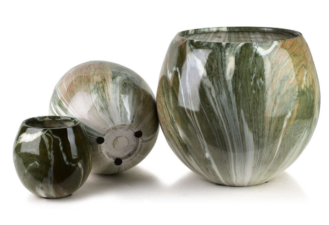 NEVA MARBLE Komplet 3 osłonek ceramicznych 42,5x42,5x39/28x28x27/20x20x19 cm