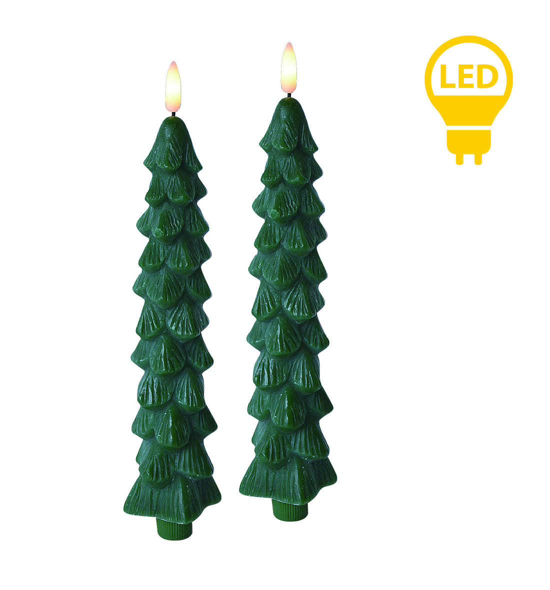 NIKOLAO Komplet 2 świec choinka zielonestołowe LED 5x26cm