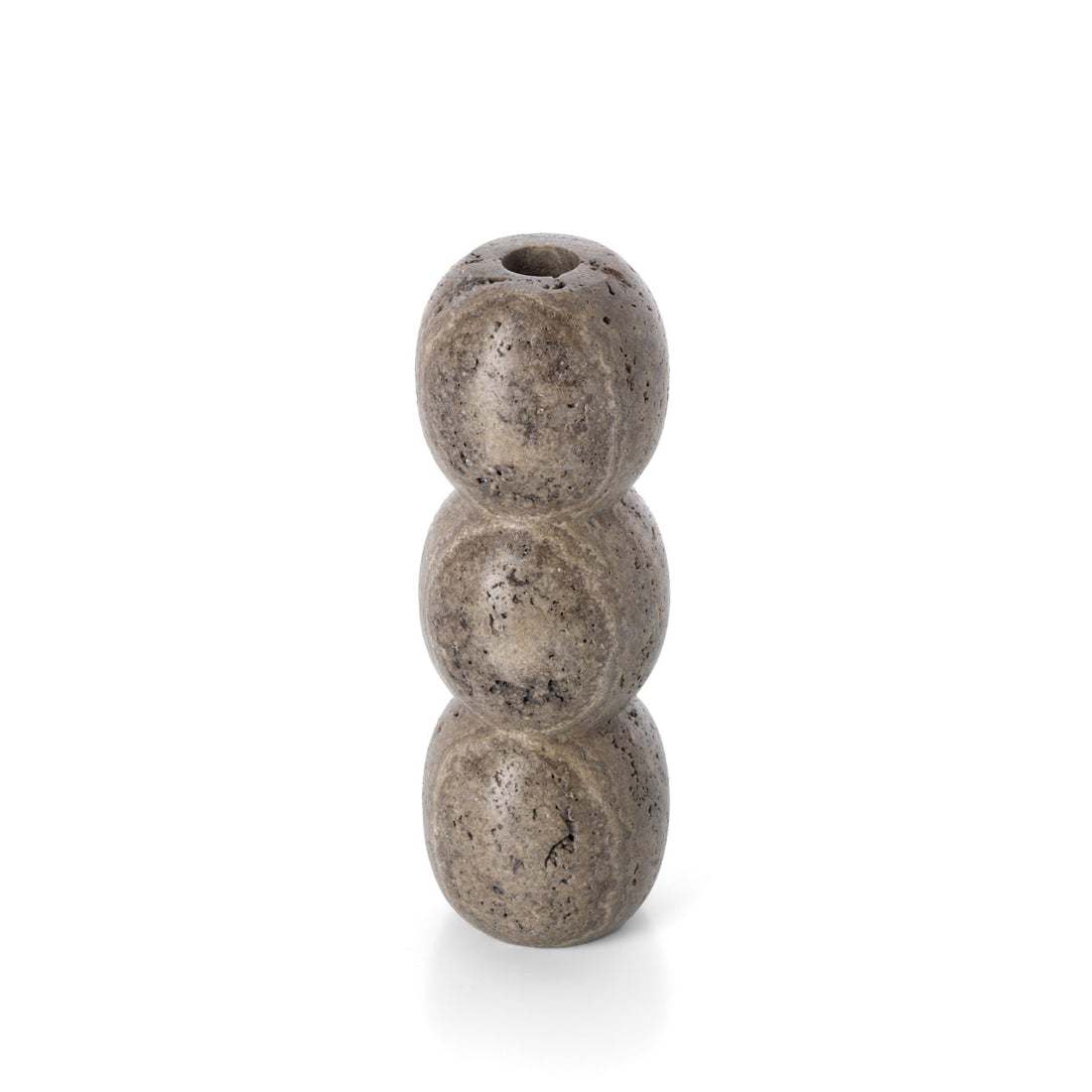 The Travertine Totem Taper Candle Holder - Grey - L