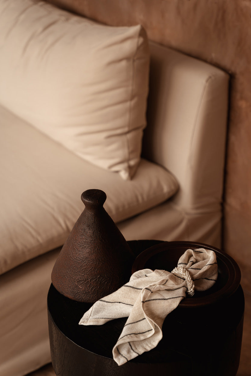 The Provence Napkin - Natural Black White - 45x45