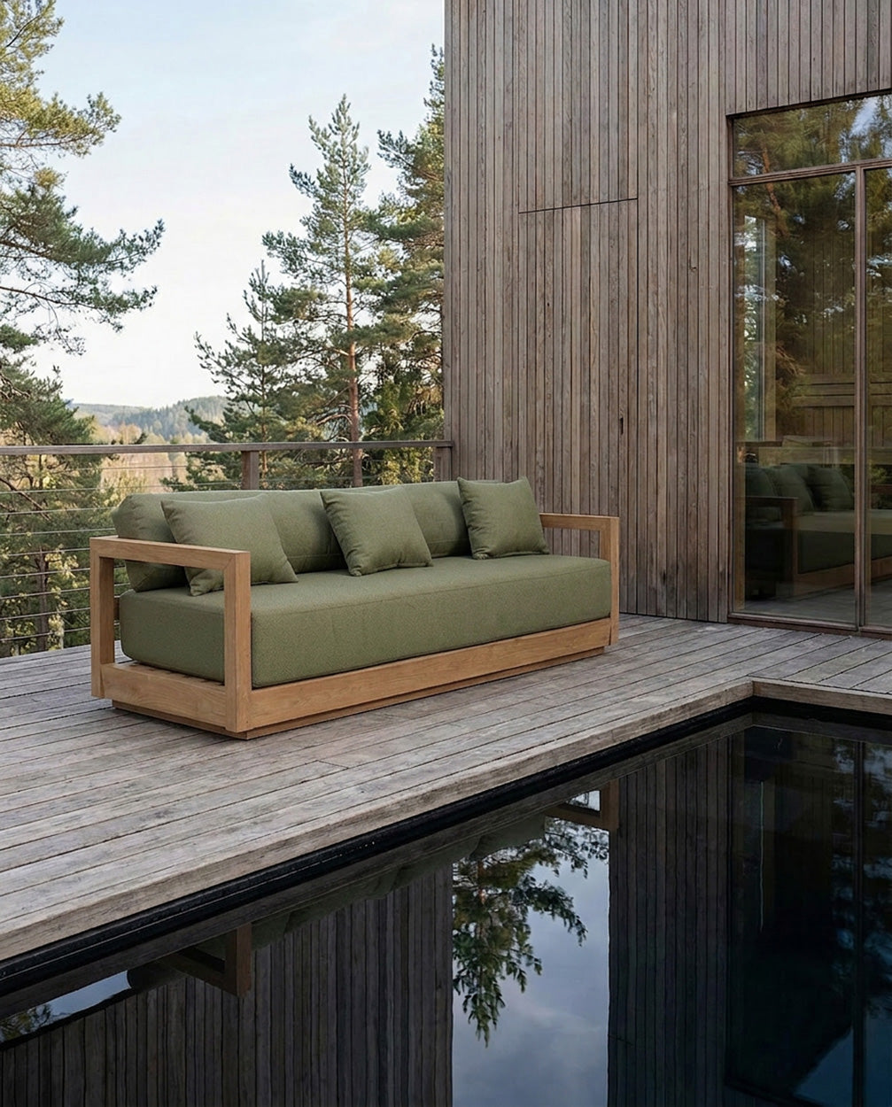 The Umalas Three Seater Sofa - Outdoor - Green Alga
