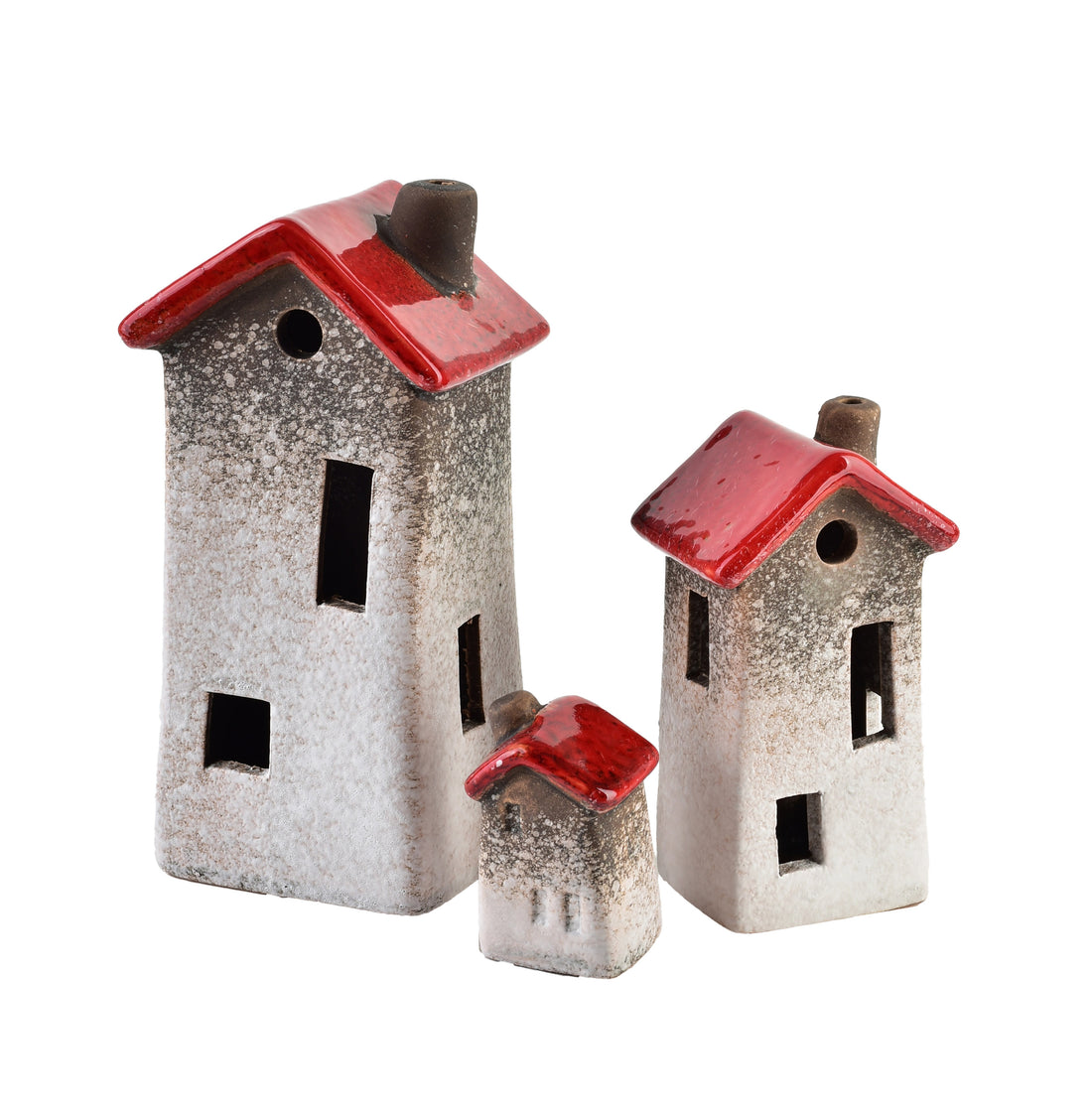 Domek ceramiczny biało-brązowymix 3wzory 3,1x2,7x6,1cm